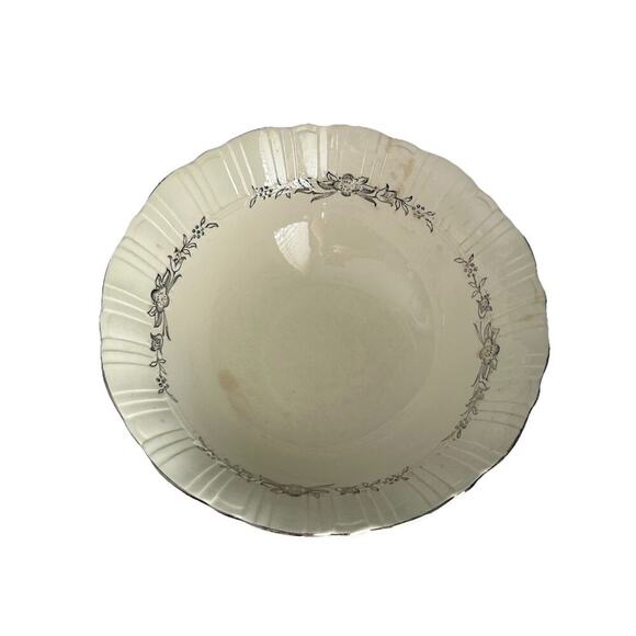 (2) Coronet Serving Bowls 8 3/4” Platinum Floral Wreath Homer Laughlin Vintage - Picture 3 of 13